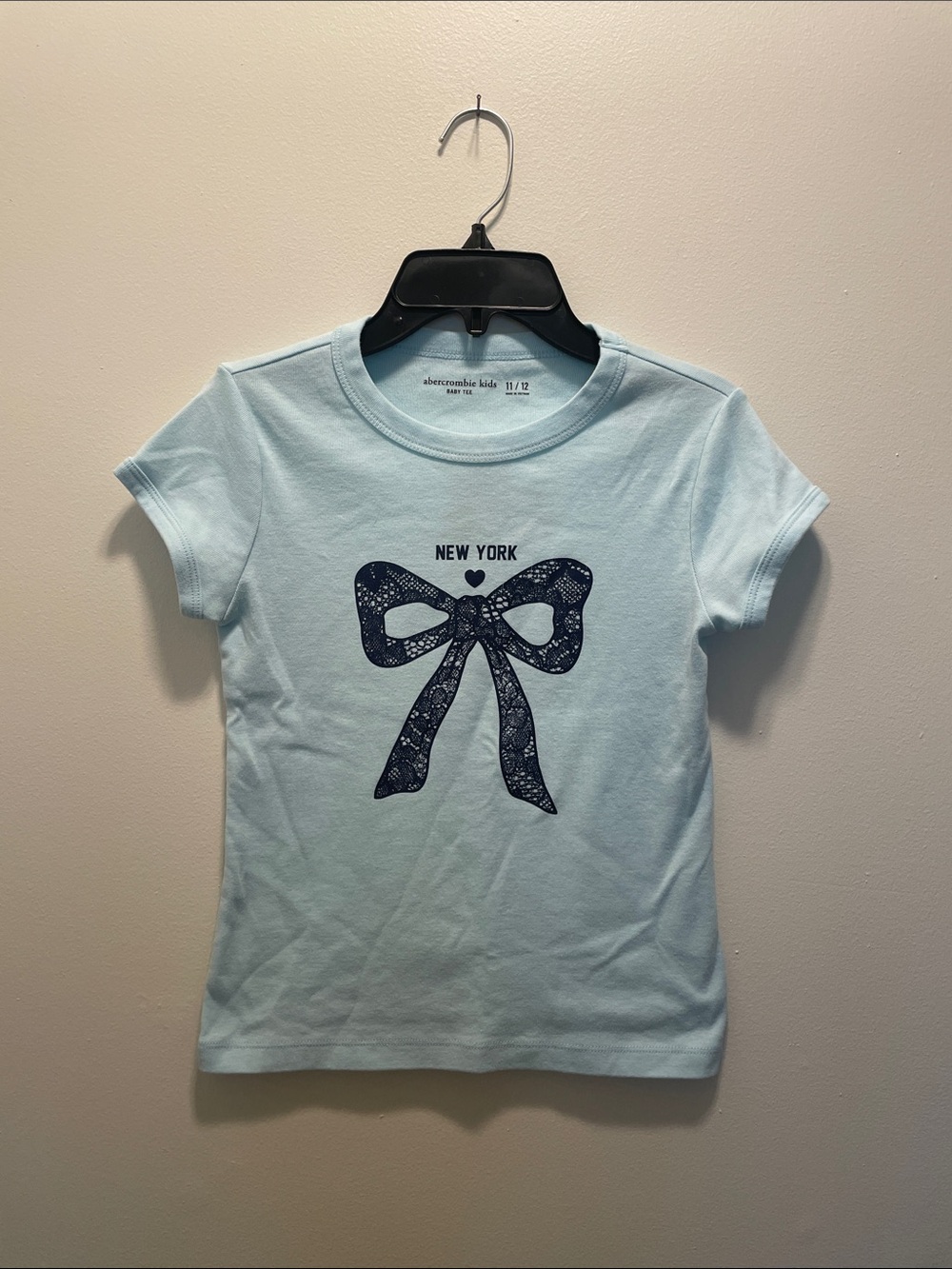 abercrombie kids Light Blue Tee with Navy Bow Graphic